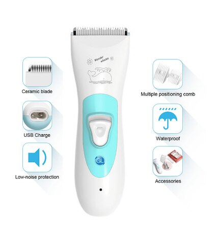 L Electric Baby Hair Trimmer Hair Clipper Baby Hair Care Cutting Remover Rechargeable Quiet Kids Infant Women Pet Hair Shaver