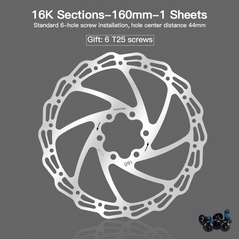 Disques de VTT plaquettes de frein de vélo 160/180/203mm Cassette à disque à Six ongles G3/HS1 avec vis frein à disque en acier inoxydable: 06