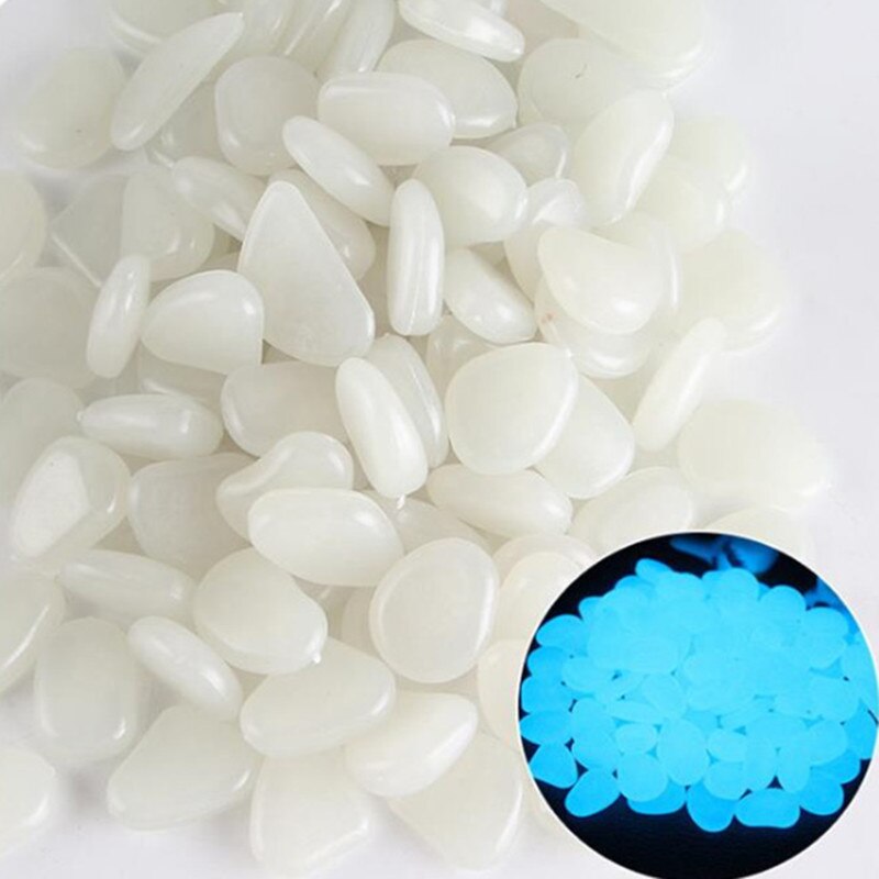 25/50Pcs Pebbles Glowing In The Dark Fluorescent Stone Aquarium Fish Tank Garden Lawn Sidewalk Luminous Stone Home Decoration: 25pcs / white