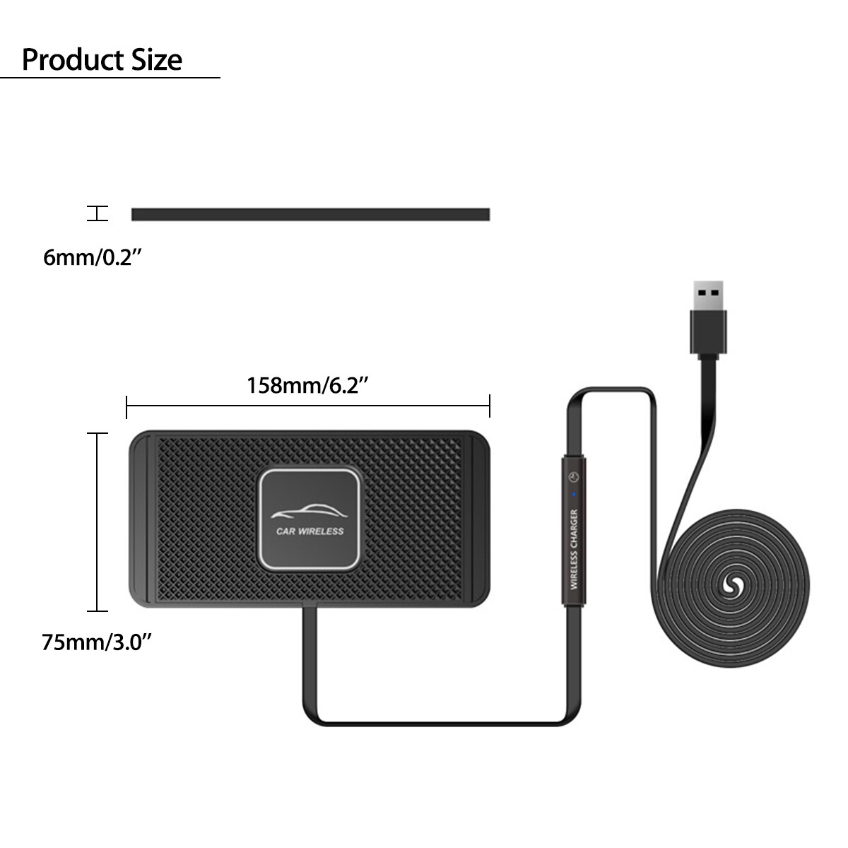 10w 2 in- 1- silikonmatte mit rutschfester oberfläche, halterung für das armaturenbrett, schnellladefunktion (qi) und kabellose ladestation für iphone und samsung
