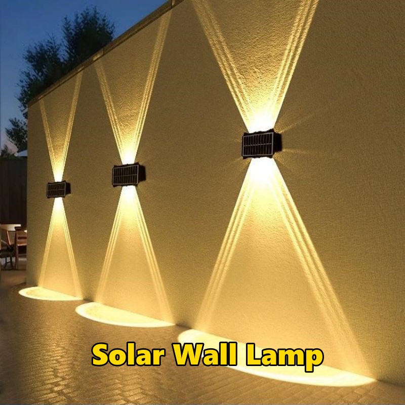 LED-Solar--Wandleuchte für Höhle Außenbereich, wasserdicht, nach oben und unten leuchtende Beleuchtung, Hausdekor-Leuchten für Außenveranda, Balkon, Garten, Straße