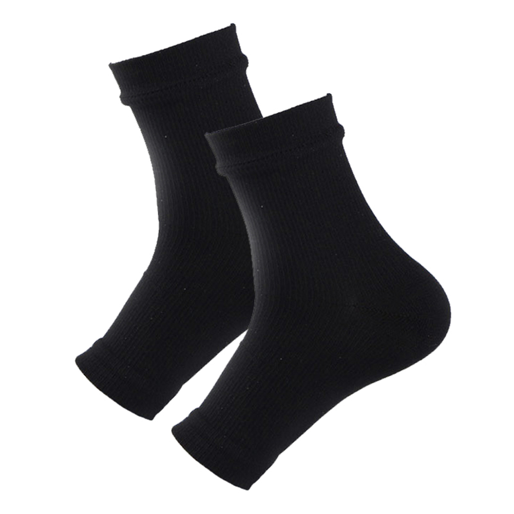 Unisex anti-træthedssport basketball fodbold kompression fod ankel elastisk bandage ærme støtte bøjle guard beskyttende sokker: Sort / L xl