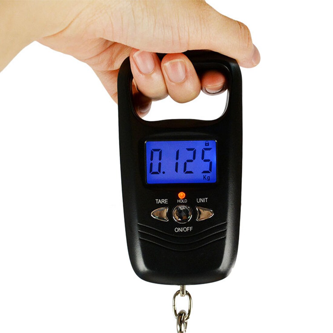 Kalakoukku riippuvaaka 50kg/110lb digitaalinen elektroninen matkatavaravaaka kannettava matkalaukku vaaka käsitelty matkalaukun painotus: 50kg 10g musta 4