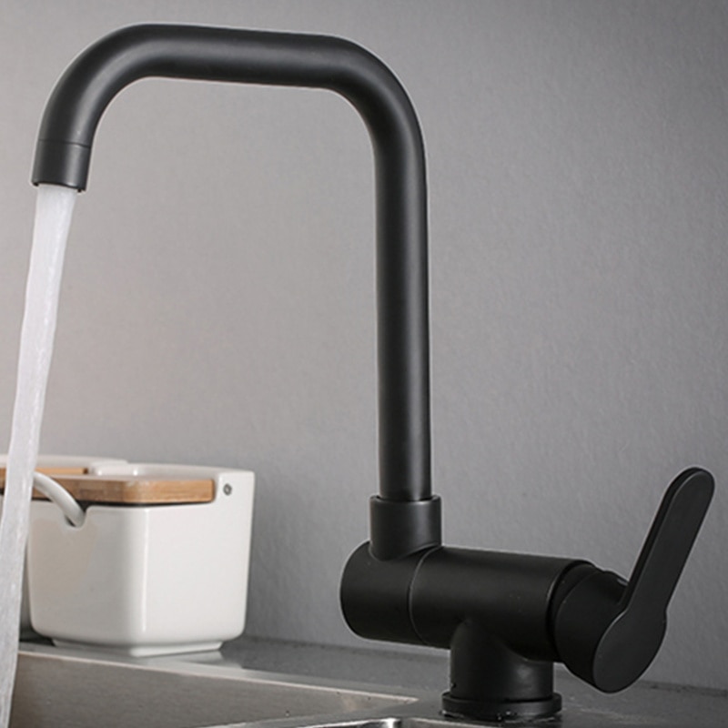 JayCreer Cold Water Faucet Deck Kitchen Camper Bathroom Basin Faucets For Home,RV ,Caravan, Boat Marine: Black-Brass Material