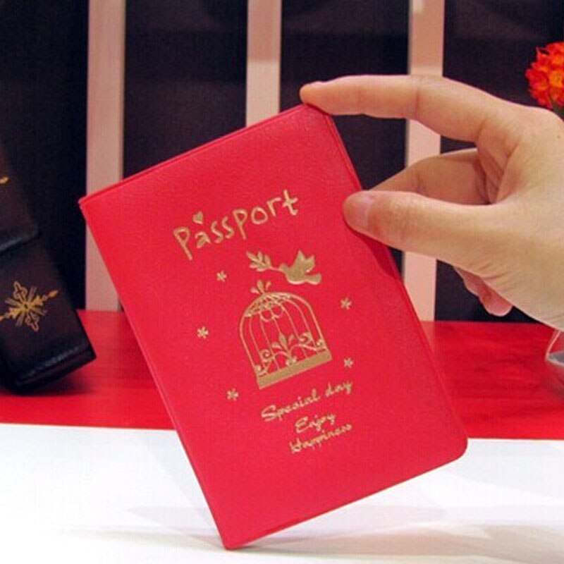 Rejse pas dækningskort kvinder mænd holder pu læder taske beskytter bærbar kreditkort rejse id & dokument pas indehaver: Rød