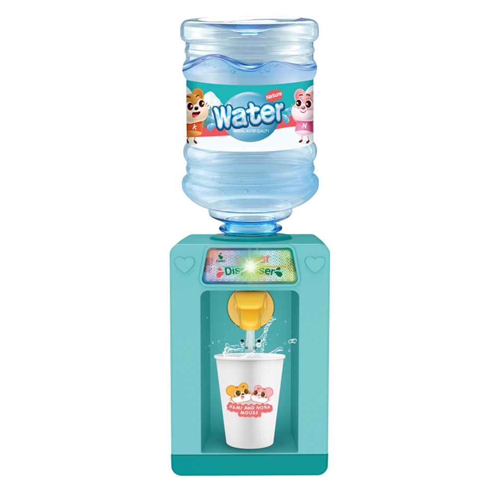 Funny Children Toy Simulate Family Furniture Water Dispenser with Light Music Electronic Mini Simulated Kits Toys: green