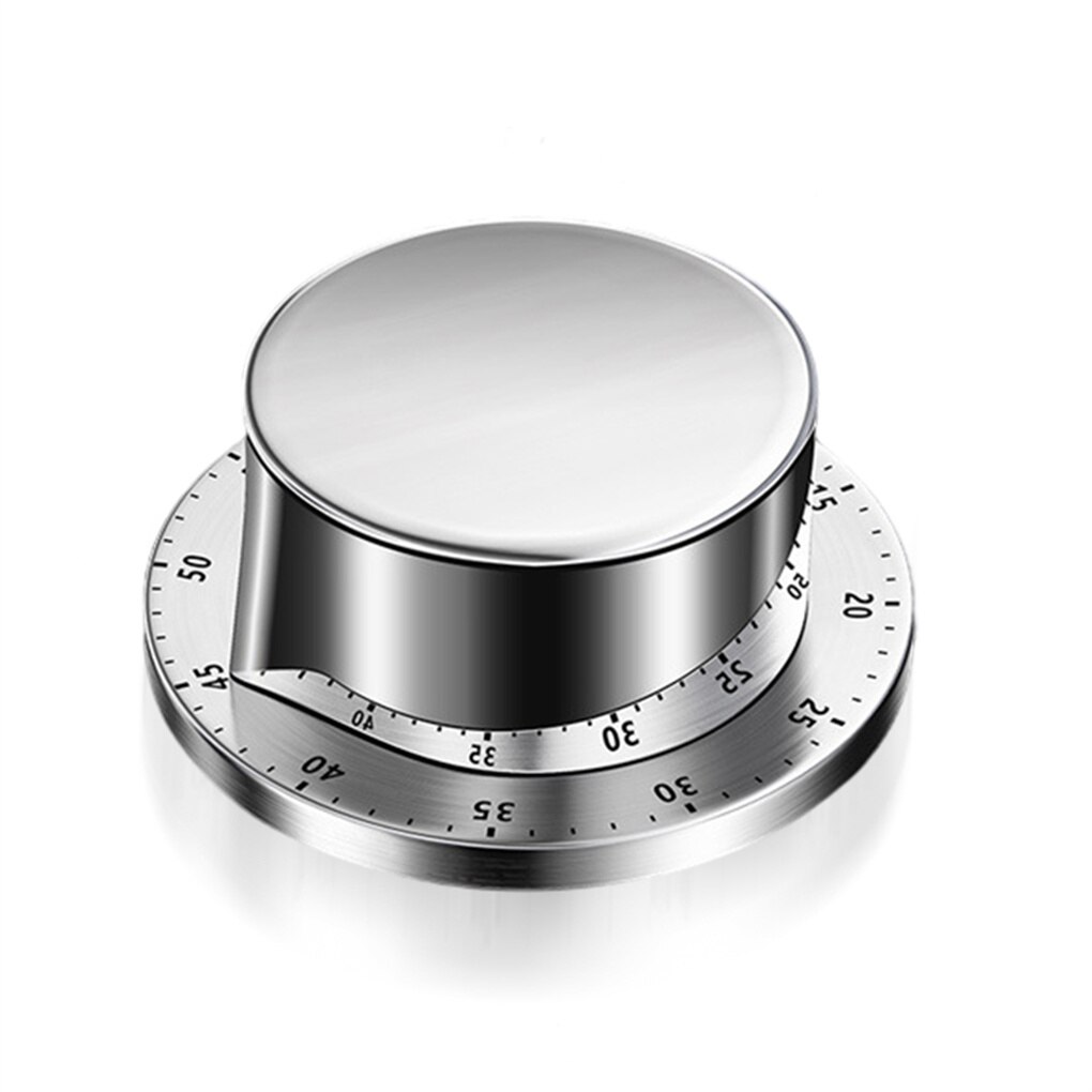 Mechanical Kitchen Timer Portable Small Refrigerator BBQ Countdown Clock Reading Timing Device Office Bakery Accessories: Silver