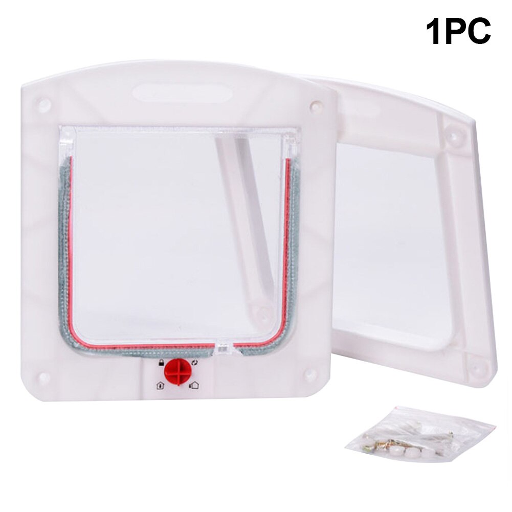 Flap Door Gate Pet Cage Out Of Durable 4 Way Adjustable Animals Dog Security Lockable Cat Protective PP: white