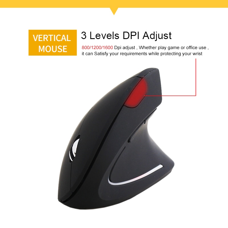 Sovawin Wireless Mouse 800 1200 1600 DPI Optical Mice Vertical Ergonomic Wrist Healing Mouse For Desktop Computer PC Game Mice