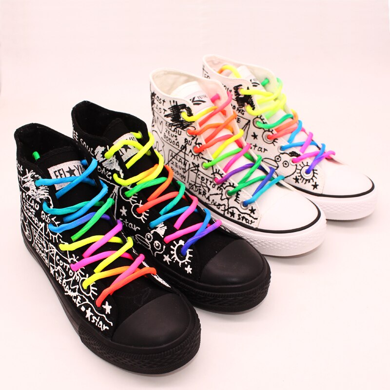 Nyheter håndmalte lerretssko kvinner høy topp kule uformelt lerretssko menn joggesko låve flate gåsko stor størrelse