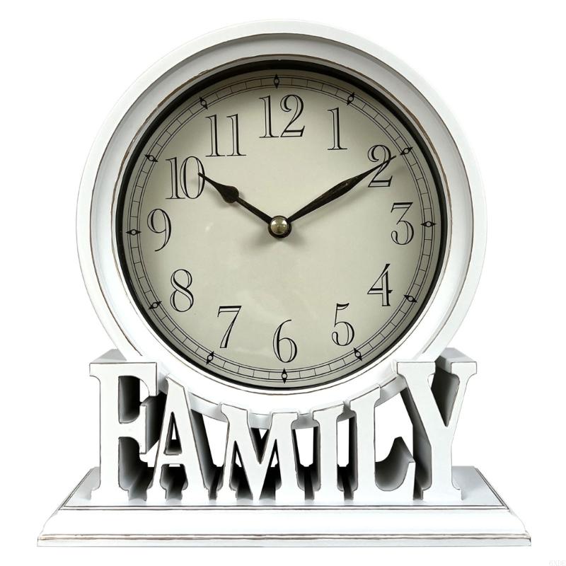 Klassieke vintage tafelklok ideaal voor thuisdecoratie stille beweging 6xde: WHITE
