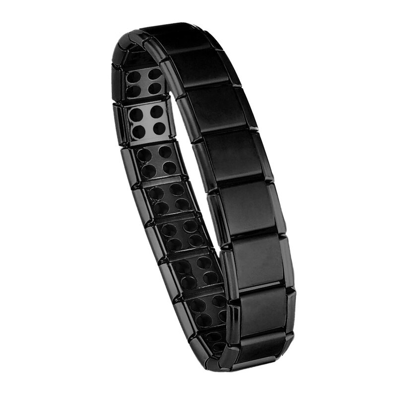 Double Row Magnetic Therapy Linked Bracelet Black Health Bracelet Titanium Steel Physical Pain Relief Magnetic Bracelet