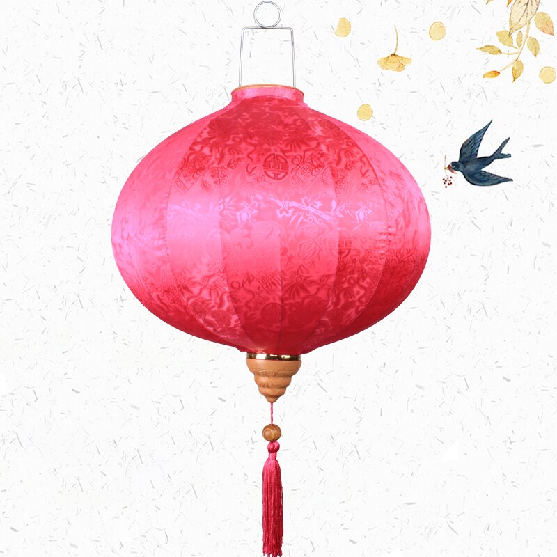Year Lantern Party Wedding Ancient Lantern Vietnam Diamond Pattern Silk Cloth Round Lantern Retro Decoration: 3 / 14inch