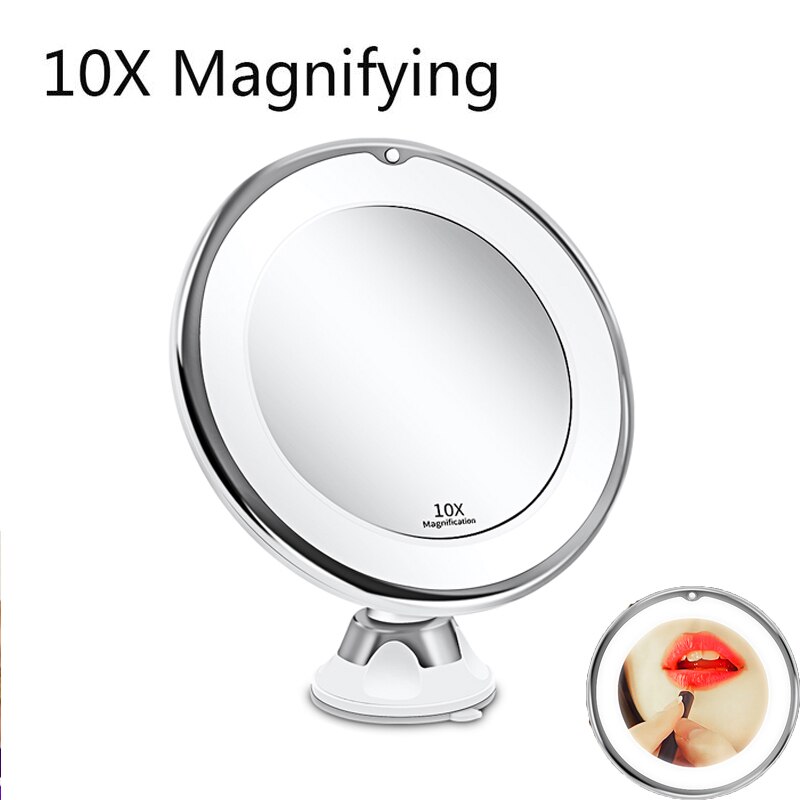 LED Makeup Mirror with LED Lighted Vanity Mirrors Magnifying Mirror Flexible Barber Miroir Shaving Mirrors Cosmetic Mirror: 10x mirror 01