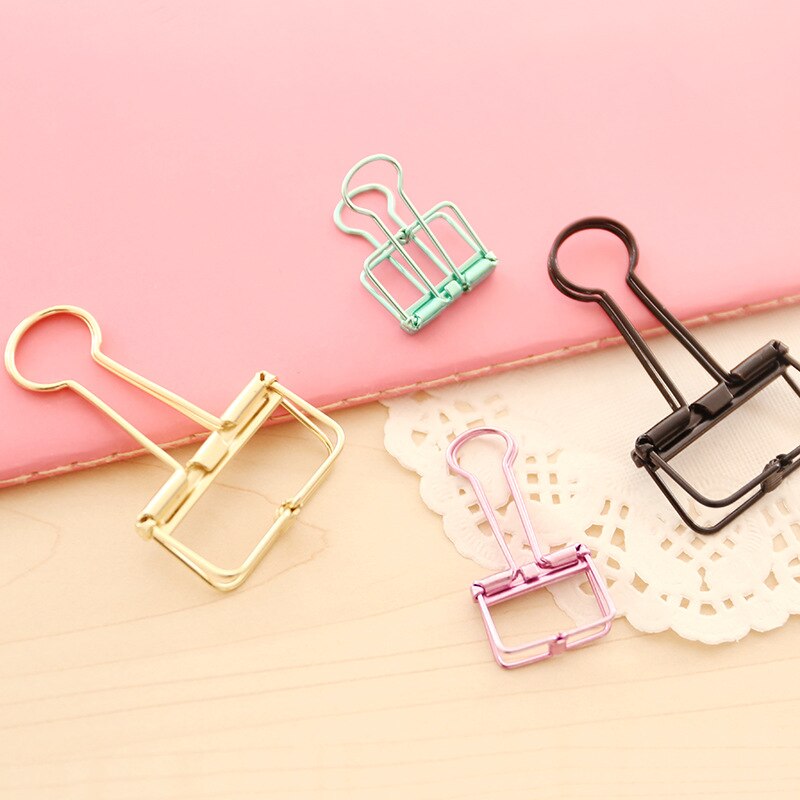 cute kawaii sequins metal office school binder clip set candy rose pink student paper document organizer clip stationery OT3355