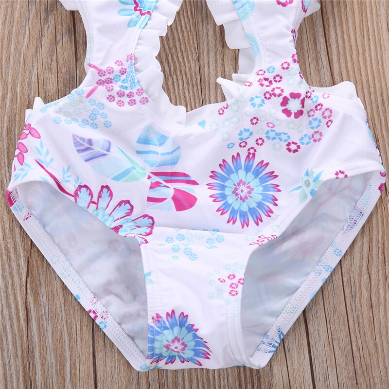 Nyfødt baby pige blomster badetøj badedragt badedragter halter bodysuit 1-6 år børn hvid blomst trykt badetøj