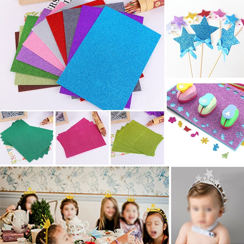 10pcs 20*30cm Glitter EVA Plakboek Foam Vel Papier Spons Soft Touch Arts Ambachten Handgemaakte Kids DIY a4 Kleur Mengen