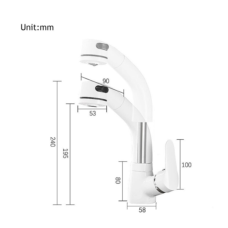 Deck Installation Basin Faucet And Cold Mixer Lifting Pull Out Bathroom Faucet Black Single Handle Basin Tap