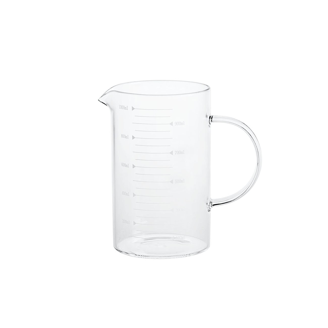 Taza medidora con balanza para horno microondas, vaso de agua de vidrio resistente a altas temperaturas con mango, taza de leche para niños: 1000ML