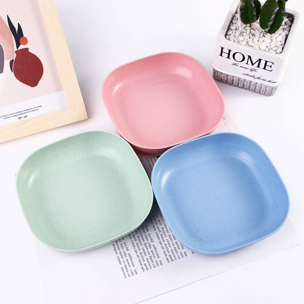 1Pc Home Eco-friendly Wheat Straw Snacks Fruit Square Plate Kitchen Storage Box Food Tray Spit Bones Dish Salad Vegetable Bowl