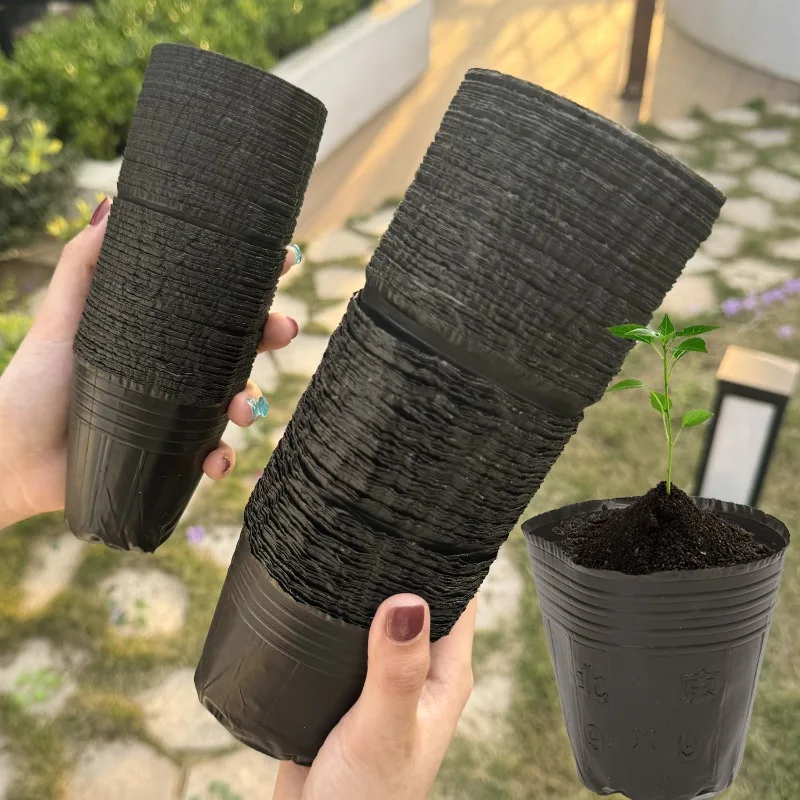 50/200 Uds. Macetas de plántulas negras para vivero, taza de cultivo de inicio de semillas, contenedor de plantas y flores, caja de verduras para jardín, herramientas de jardinería para el hogar