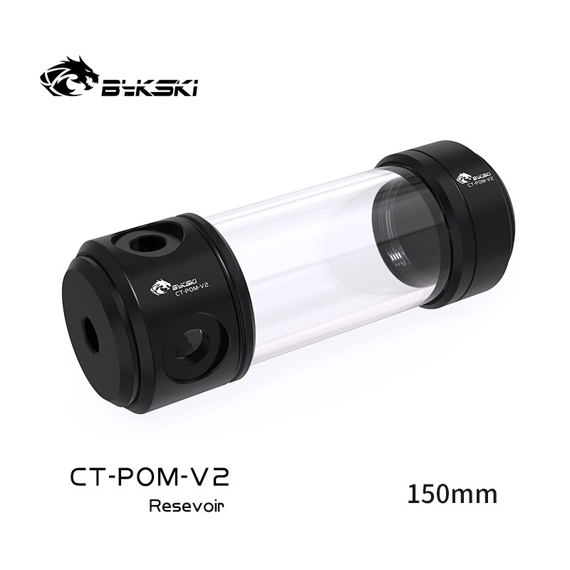 BYKSKI Reservoir, Acrylic Cylindrical Water-Coolant Tank for PC water cooling system 150mm, 200mm, 260mm,: 150mm BLACK
