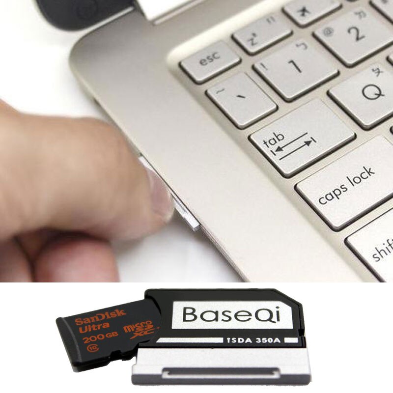 Original Baseqi Aluminum MiniDrive MicroSD Card Adapter For Surface book Lenovo Yoga Dell XPS&Asus Zenbook Flip Laptop 13.5 inch