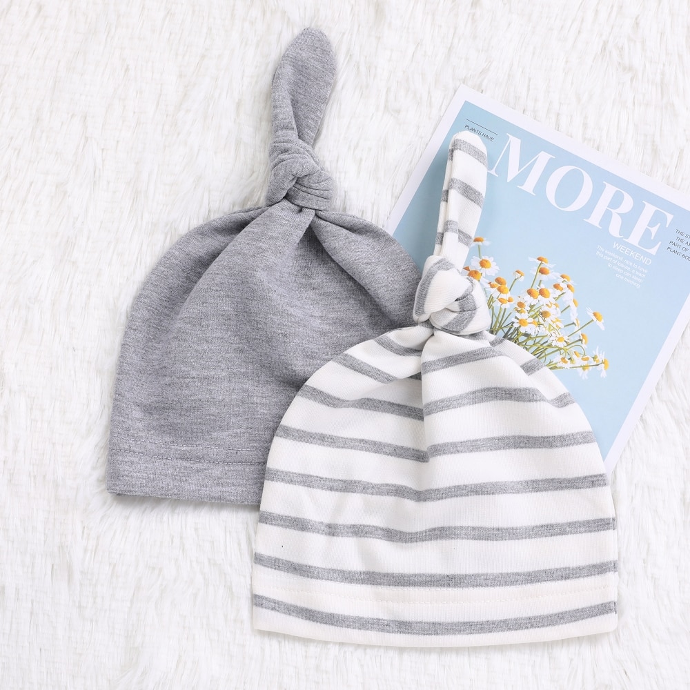 Gorros para bebé recién nacido, 100% algodón orgánico, suave, ajustable, con nudo, para niños de 0 a 3 años