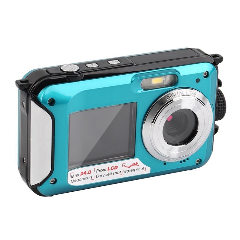 Full  hd 1080p undervattenskamera 24.0mp vattentät digital videokamera selfie dual sns peka och skjuta dv-inspelning för c