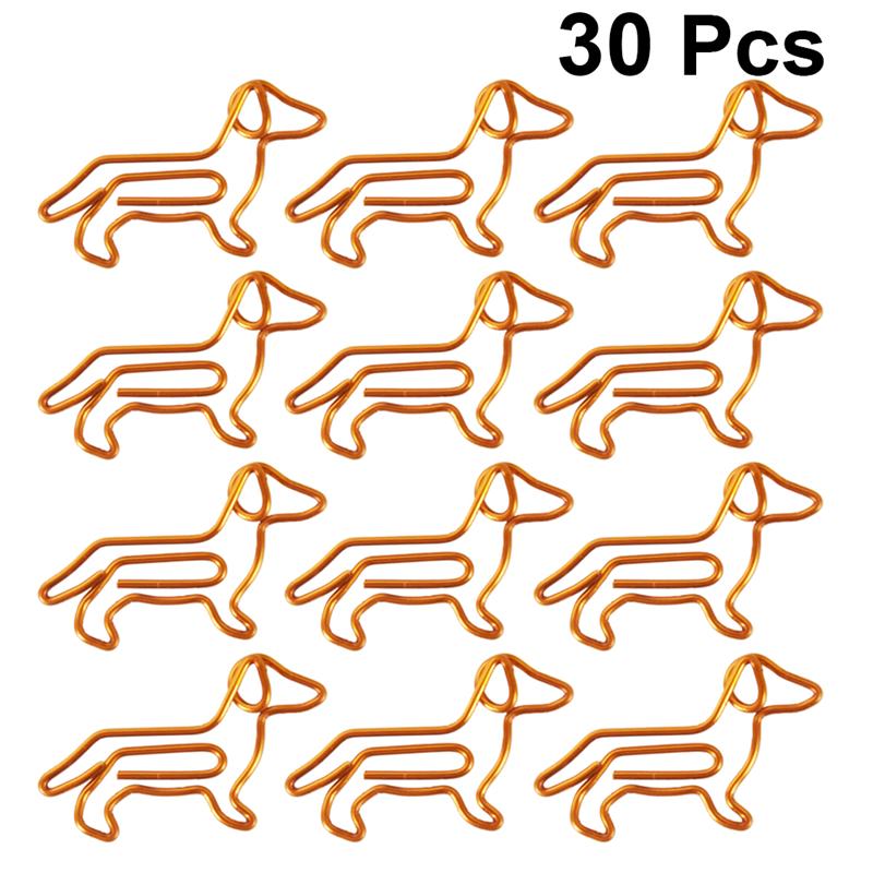 30Pcs Golden Teckel Paperclips Cartoon Paperclips Creatieve Maatwerk Speciale-Vormige Goud Papier Clips (Oranje)