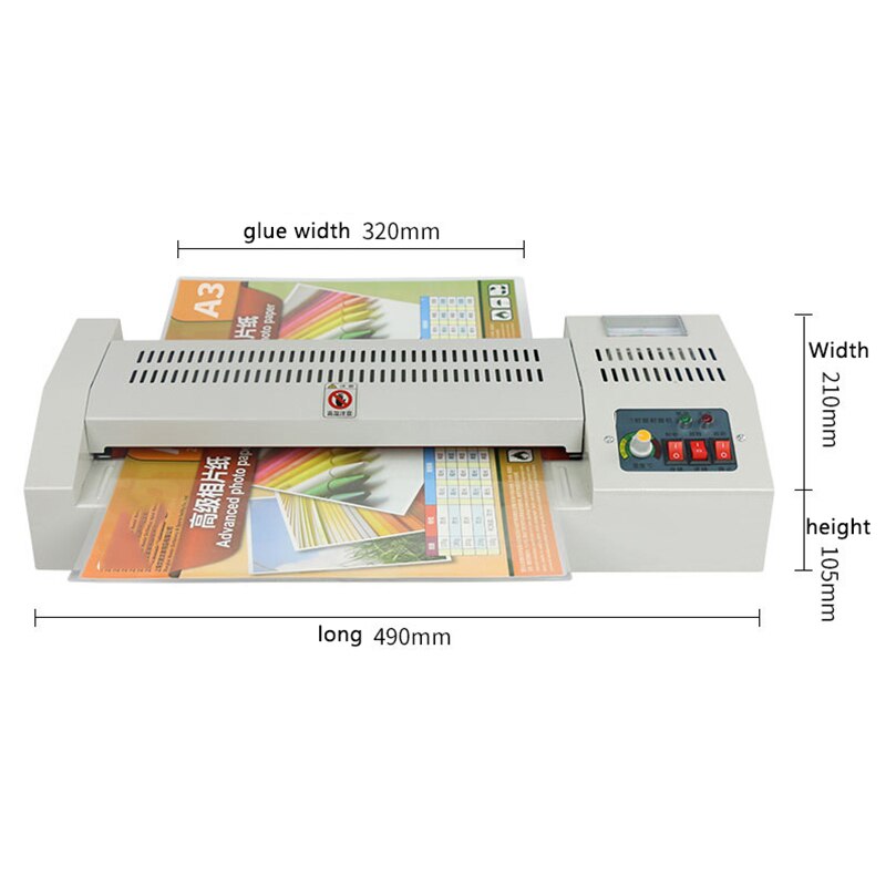 Laminador de Metal para oficina/hogar, máquina de laminación de 4 rodillos de 320mm, A3 foto A4, temperatura ajustable, nivel 320A