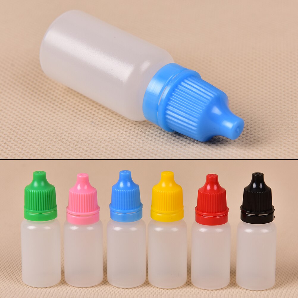 5pcs/lot 10ml Plastic Empty Plastic Squeezable Dropper Bottles Eye Liquid Droppers Childproof Cap Thin Tip Dropper Bottles