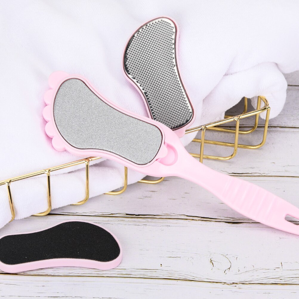 Stainless Steel Foot File Dead Skin Remover Foot Grinding Tool Foot Dead Skin Grinder for Woman Man Adults (Pink)