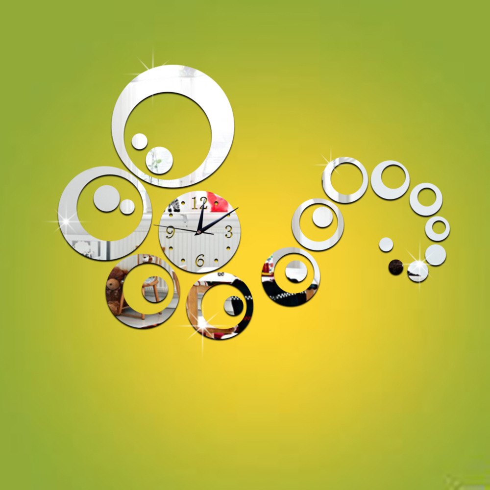 Mirror Sticker 3d Acrylic Wall Stickers Home Decor Europe Kitchen Horse Butterfly Christmas Wall Clock Great