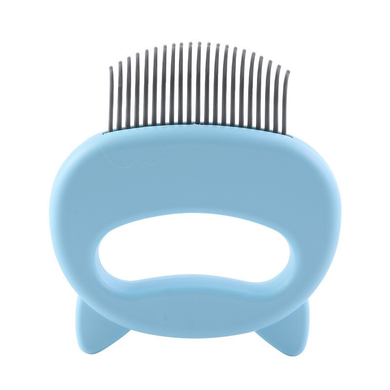 chat oreille coquille peigne animal chat noeud élastique mémoire flottant peigne à cheveux en forme de L peigne de nettoyage des cheveux: Bleu