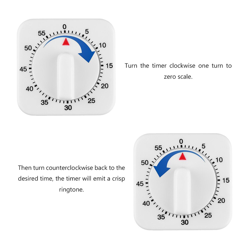 Small Quad Mini Kitchen Timer 60 Minute Count Cooking Sleep Alarm Clock Mechanical Stopwatch Clock Office Conference Alarm Clock