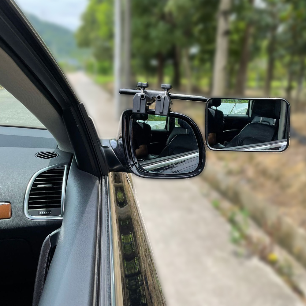 2Pcs Universal Towing Mirrors Tow Mirror Adjustable Clip-on Rectangle Shape Side Mirror For Caravan Trailer Car Rear View Mirror