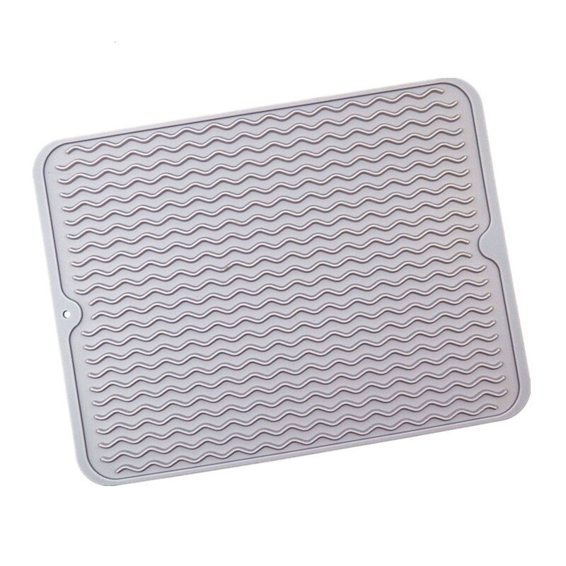 Large Multifuctional Silicone Protection Drying Mat Heat Insulation Holder Dish Cup Draining Pad Table Placemat Tray Kitchenware: 40x30cm Grey