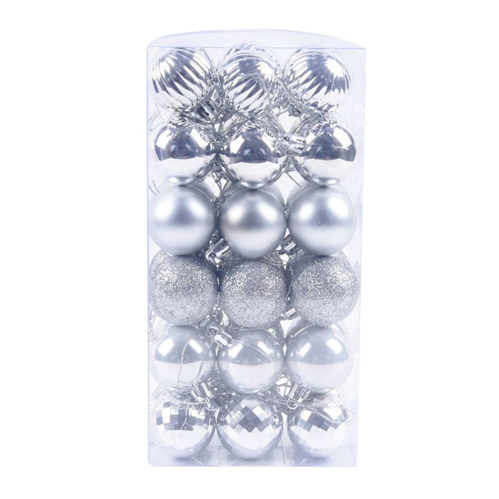 36 Pcs/Set Glitter Christmas Tree Ball Baubles Colorful Xmas Party Home Garden Christmas Decoration Supplies 17 Colors: Clear