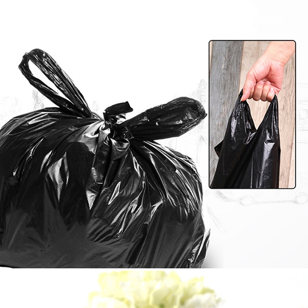 50pcs Large Garbage Bags Black Thicken Disposable Vest Type Garbage Bag Eco-Friendly Kitchen Waste Bag Privacy Plastic Trash Bag