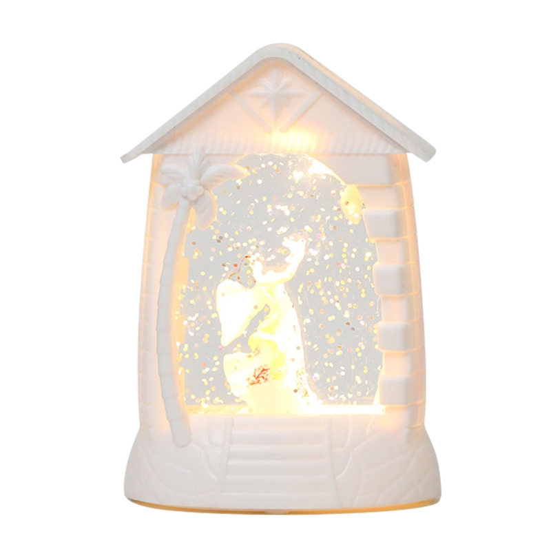 TORR Mini kerststal set, kerststal interieur met LED-licht inclusief 1 kerststal en standbeeld van 8 figuren