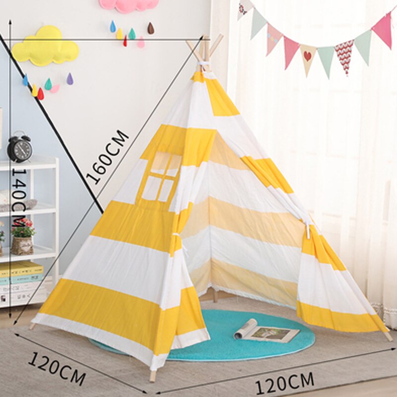 1.6M Tents Cabana Tipi Infantil Baby Kids Play Teepee Tents Castle Carpet Mats Toy Portable Kids Wigwam Play House For Children