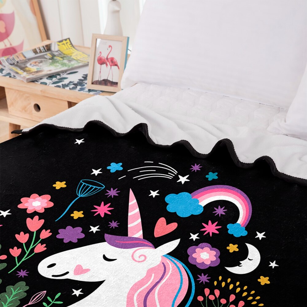 weighted blanket for Winter Summer Blanket Sofa Car Travel Bed Blanket with Black Unicorn for Home Textile