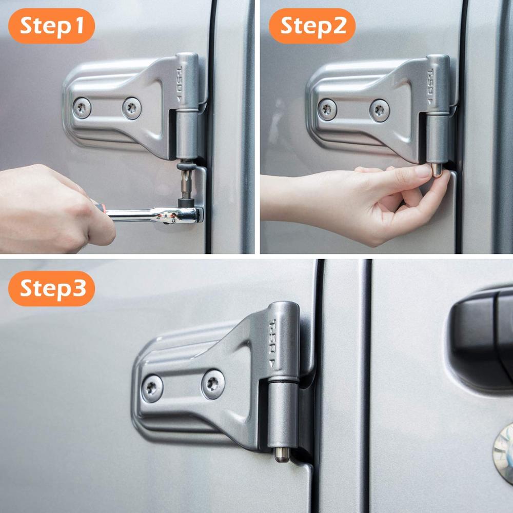 17pcs/Set Door Pin Guides &amp; Door Bushing Removal Tool For Jeep Wrangler JK JL Stainless Steel Door Hinge Pin Bolts Guides Liners