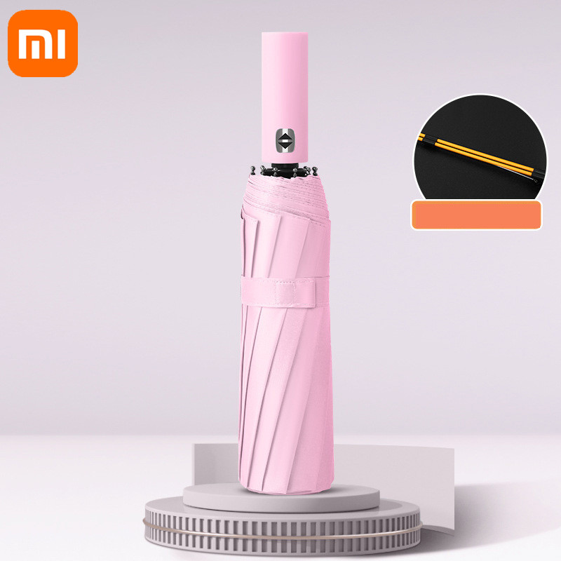 Xiaomi-Paraguas automático para exteriores, sombrilla de Color sólido de 24 huesos, ligera y plegable, de gran tamaño, con protección Uv: Rosa