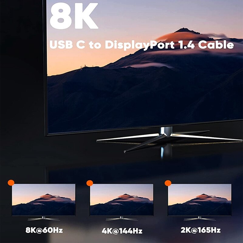 Nowy kabel USB C A DisplayPort De 8 K/60Hz, USB Tipo C A DP 1.4, kompatybilny kabel z 8 K 60 Hz