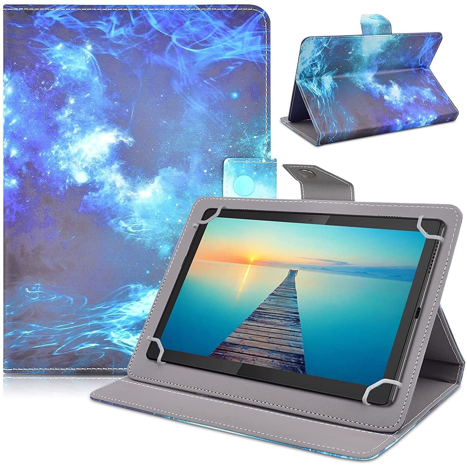 Universal Case for 9.5&quot;-10.5&quot; Tablet Folio Cover Case for All Fire HD 10 iPad 9.7 and More 9.6&quot;9.7&quot;10.1&#39;&#39;10.5&quot;Android iOS Tablet: Bluegreen Starry Sky