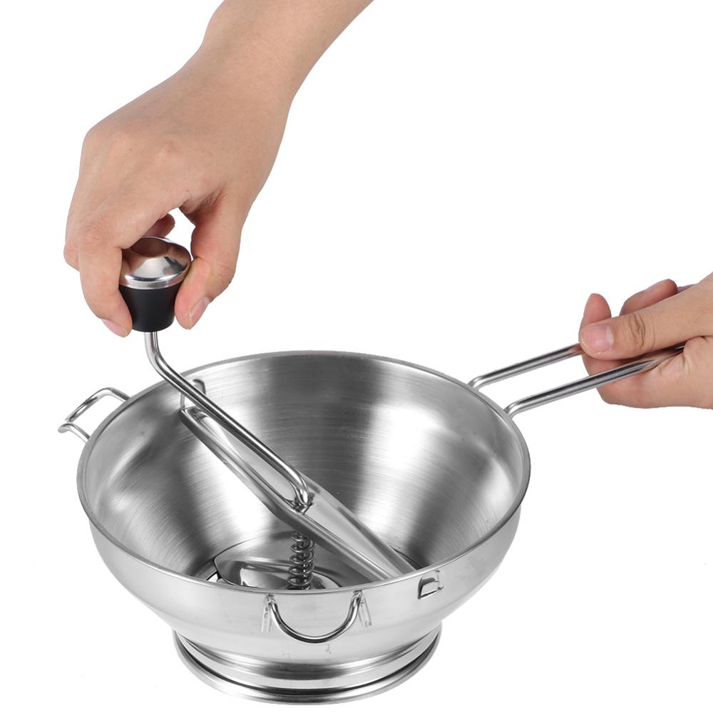 Multifunksjonell manuell matmikser rustfritt stål salat grønnsak frukt blender kjøkken mose siling og rive maskin