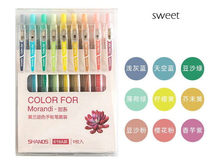 9 unids/set Kawaii pluma bonita tinta de acuarela marcador de arte lápiz de Gel neutro marcadores estudiante escuela Oficina suministros papelería sl2599: sweet