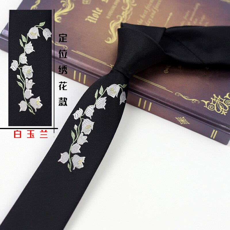 Mænd slips personlighed broderi blomster sort rød forretning afslappet koreansk britisk smal 5cm slips vild trend slips tilbehør: Zy-cx-d